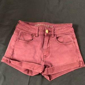 American eagle burgundy jean shorts